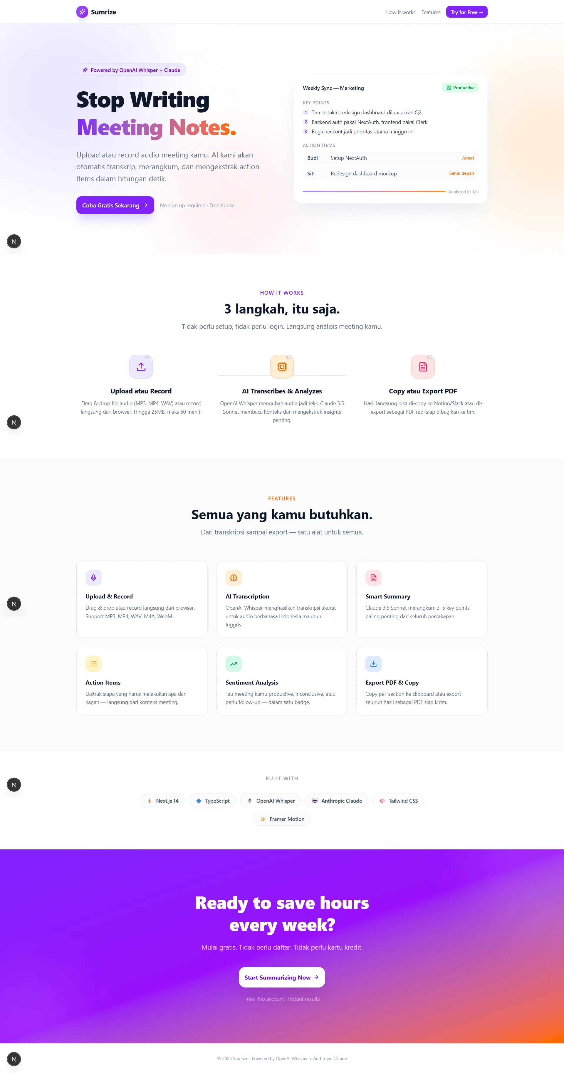 Sumrize — AI Meeting Summarizer image 4
